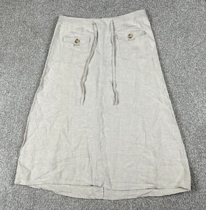 Cherokee A-Line Skirt Womens 14 Beige 100% Linen Pockets Lightweight Beach - Picture 1 of 8