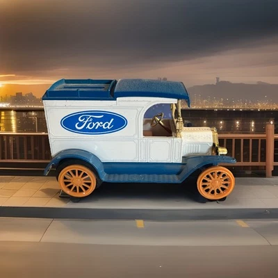 ERTL 1913 Ford Modelo T Van Camión de reparto Banco #1244 Neumáticos Goma Rota Foto 1 de 4