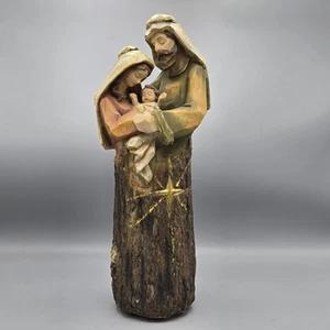 Vtg Roman Inc Holy Family Music Figurine Tree Bark Detail 12" O  HOLY NIGHT EUC - Picture 1 of 8