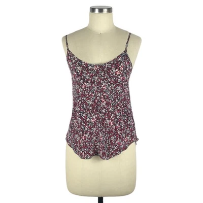 WILFRED Aritzia Black Pink Floral Cami Tank Top Silk Size XS - Image 1 of 4