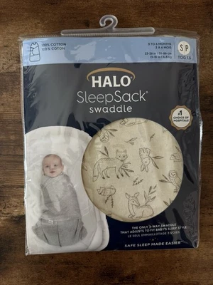 NEW Halo SleepSack Swaddle 100% cotton, size Small 3-6M- Lullaby Forest 1.5 Tog - Image 1 of 2