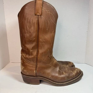 Tony Lama Mens Cowboy Boots 11 D Brown Leather 4013 USA Made Western - Picture 1 of 14