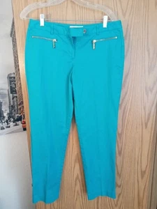 Michael Kors Ladies Blue/Turquoise Pants w/gold color zip pockets -Size 8 *Read - Picture 1 of 7