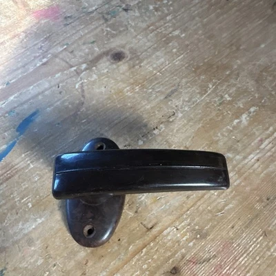 Manija de puerta de palanca de baquelita vintage placa Art Deco antigua Foto 1 de 4