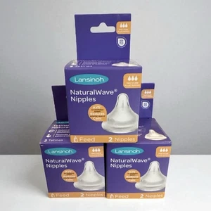 6 Lansinoh Fast Flow Natural Wave Baby Bottle Nipples (3 Packs of 2) - Picture 1 of 1