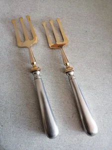 altes antikes  Besteck - Gabeln - Obst Fleisch Fisch ?  Art-Deko ? vergoldet ? - Bild 1 von 3