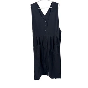Main Street Blues black button front maxi midi romper jumper dress 4X sleeveless - Picture 1 of 8