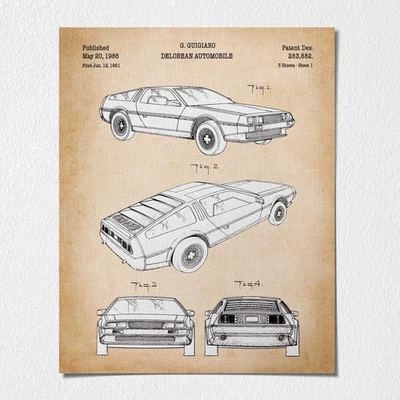 Impresión de póster de patente Delorean Back to the Future Car, Delorean Foto 1 de 4