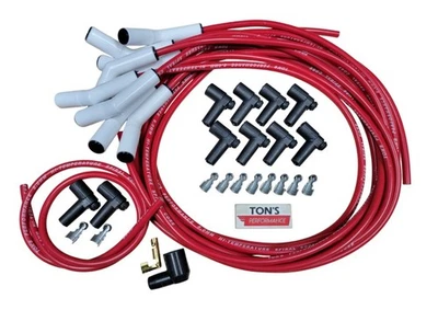 Universal 45 / 135 Ceramic Red 8mm Spark Plug Wire Kit v8 HEI Ford Chevy v8 - Image 1 of 4