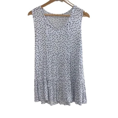 Top Rachel Zoe blanco y negro corazón sin mangas con volantes dobladillo talla S Foto 1 de 4