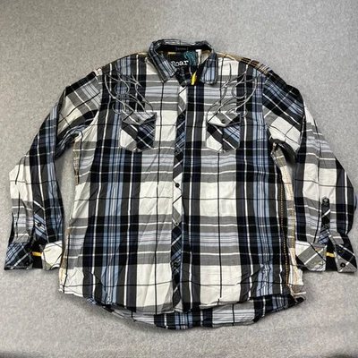 Camisa con botones Roar para hombre XXXL azul blanco a cuadros firma bordada occidental Foto 1 de 4