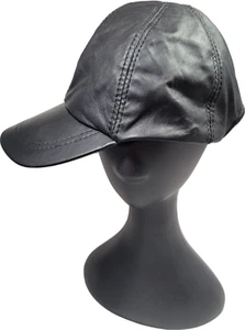 Genuine Leather Black Baseball or Newsboy Cap Beret Hat One Size Generic - Picture 1 of 3