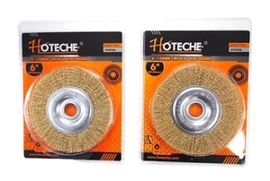 2PC 6'' Crimped Wire Wheel Brush 1/2'' Thick Deburring Bench Grinder 590306 - Picture 1 of 8