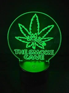 Pot Leaf Man Cave 3D LED Night Light 16 Color Changing Acrylic Decor W/ Remote - Picture 1 of 10