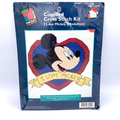 Mickey Unlimited Counted Cross Stitch Kit I Love Mickey Mouse Disney 36002 - Image 1 of 4