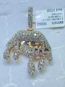 10 Karat Solid Gold, 3.00 Carat Juicy Lip Drip Natural Diamond Pendant. - Picture 1 of 4