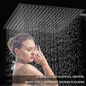 Schwarz Regendusche Duschkopf 30X30 cm Kopfbrause Ultra dünn Dusch Brausekopf - Bild 1 von 7