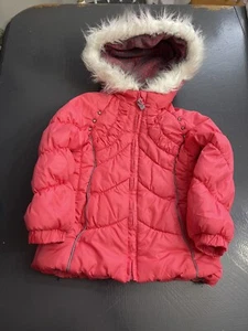 London Fog 4 Pink Hooded Coat Fleece Lining Faux Fur EUC Toddler - Picture 1 of 6