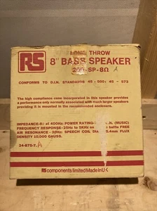 Altoparlante basso RS 8 pollici originale - altoparlante 200-so-8 20w in scatola aperto mai usato - Foto 1 di 15