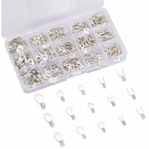 375Pcs 15 Types Non-Insulated Ring Fork U-type Female Terminals Connector + Box - Picture 1 of 5