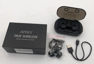 APEKX Écouteurs Bluetooth True Wireless Écouteurs avec Étui de Charge Noir - Photo 1/8