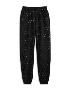 Terez Embellished Gems Jogger Pants Girls' 6X Black Tapered Elastic Waist PullOn - Picture 1 of 15