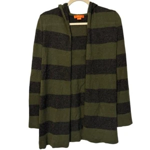 Christopher Fischer Gray and Green Open Front Hooded Cashmere Cardigan Small - Picture 1 of 8