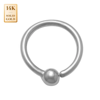 Pendiente de aro continuo retorcido bola oro macizo 14K REAL, cartílago calibre 18 Foto 1 de 4