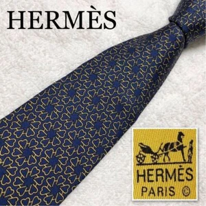 HERMES necktie heart-shaped hardware all over pattern 100% silk made in France, - Picture 1 of 9