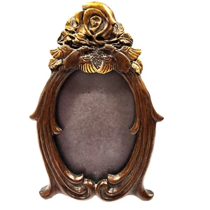 Image Arts Brown with Gold Rose & Birds 3.5 x 4.5 Photo Picture Frame w/Glass - Picture 1 of 6