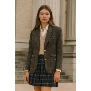 Giacca blazer J Crew Vivienne plaid misto lana italiana 8 Petite academia preppy - Foto 1 di 7