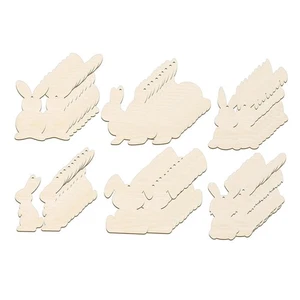 60 Pieces Easter Wooden Bunny Cutouts Wooden Rabbit Cutouts for DIY Craft - Picture 1 of 7
