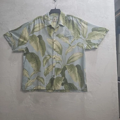 Camisa Hawaiana Jaxx Jaxx Para Hombres 2XL Azul Rayas Floral Manga Corta Resort Foto 1 de 4