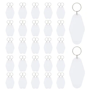 50pcs Sublimation Keychain Blanks Vintage Motel Hotel Keychains White - Picture 1 of 7