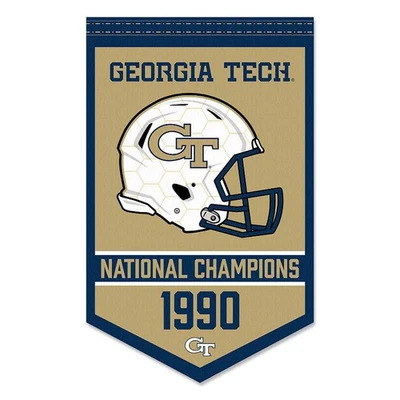 Georgia Tech Chaquetas Amarillas Fútbol Campeones Nacionales Bandera Foto 1 de 4