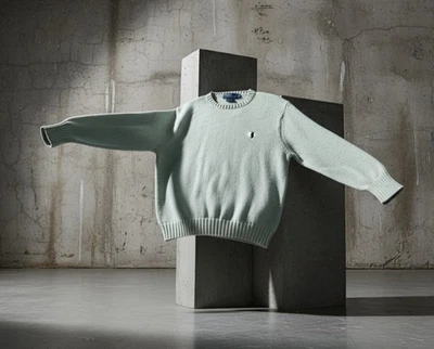 Polo Ralph Lauren圆领复古复古绿色套头衫L — 第 1/4 张图片