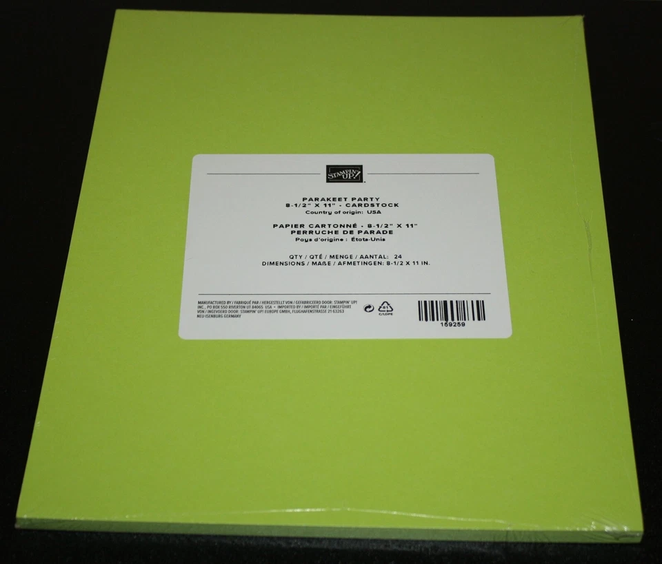 Stampin Up Retired PARAKEET PARTY In Color CARDSTOCK 24 Sheets 8.5x11 NEW Green - Image 1 of 1