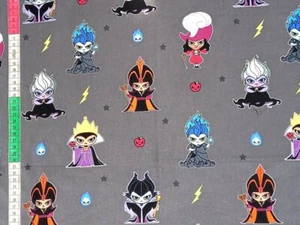 Disney Cute Villains Line Up Fat Quarter 100% Cotton Fabric Halloween - Picture 1 of 1