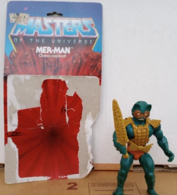 Figura de acción Mattel MOTU 1982 Mer-Man + Sword Cardback Masters of the Universe Foto 1 de 4