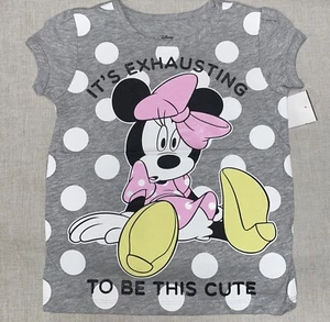 New Disney Minnie Mouse It Exasting Cute  Kids Girls T-shirt Tee Grey 4 4T - Picture 1 of 5