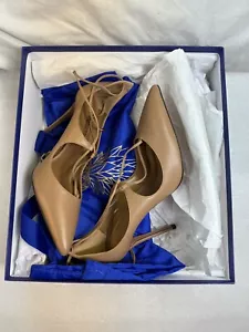 AQUAZZURA Biscoto "Christy" Lace Up Ankle 105mm 4" High Heels Pumps 36.5 W/Box - Picture 1 of 11