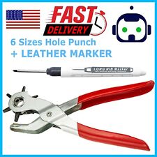 8.5 In 6 Sized Leather Hole Punch Heavy Duty Hand Pliers Belt Holes Puncher Tool