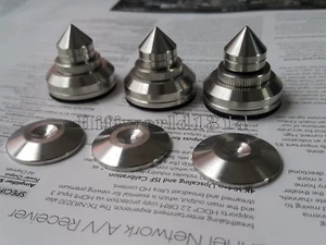 6Set Altoparlante Acciaio Massiccio CD AMP Isolamento Spike Cono Supporto Piedini Base Pad 27-29 - Foto 1 di 5