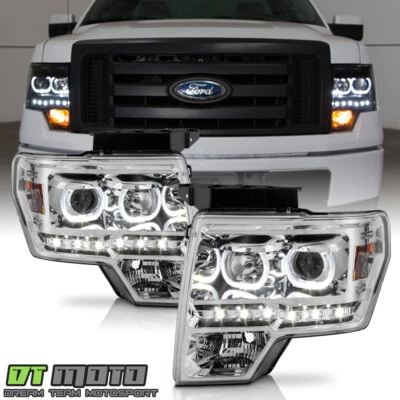 2009-2014 Ford F150 LED Halo Projector Headlights 09 10 11 12 13 14 Headlamps - Image 1 of 4