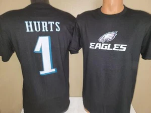Camisa de fútbol americano 30122 para hombre Philadelphia Eagles JALEN HURTS ""Nuevo logotipo"" nueva NEGRA - Imagen 1 de 1