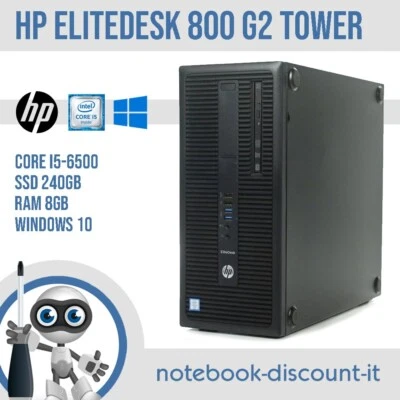 HP Elitedesk 800 G2 TWR Core i5-6500 DDR4 Ram 8Gb SSD 240Gb Desktop PC GRADO A- - Immagine 1 di 4