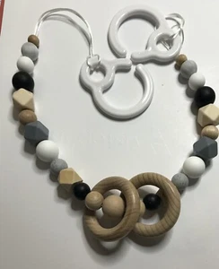 Pram Stoller Play Gym Toy Garland Wood Silicone Beads HANDMADE IN WA FREE POST - Picture 1 of 1