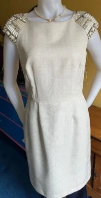 Vestido de cóctel para mujer Tahari Arthur S. Levine vaina-talla 6-nuevo con etiquetas-crema-bling Foto 1 de 4