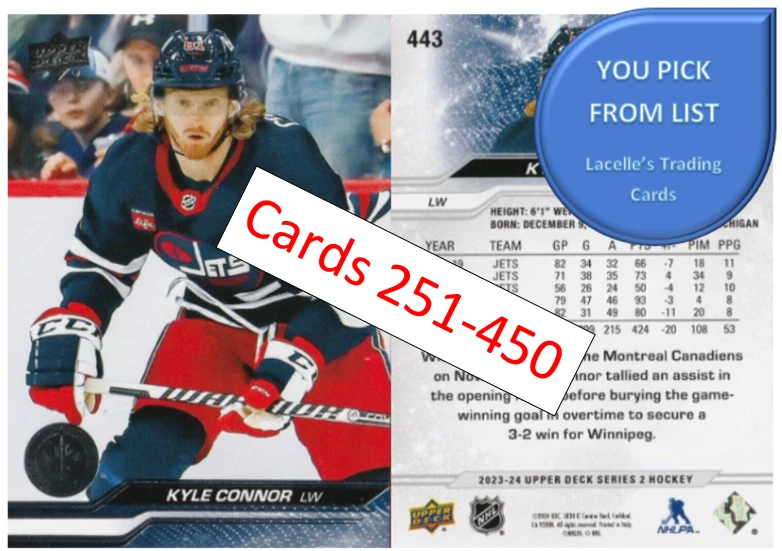 2023-24 Upper Deck Series 2 UD Hockey Base Cards (251-450) - U-Pick From List - Image 1 of 1