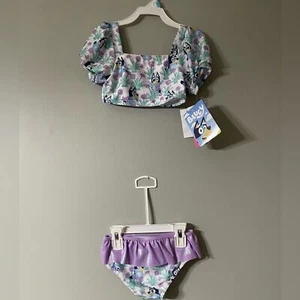 BLUEY Kids' Purple Floral Bikini Set - Size 4T, NWT - Picture 1 of 6